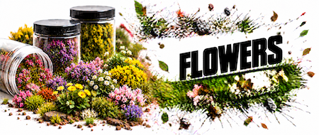 Model flowers for miniature bases, dioramas and gaming terrain